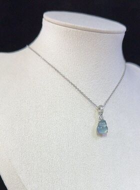 A货挂水葫芦挂件锁骨天然简镶翡翠链吊坠坠女款蓝精致精美