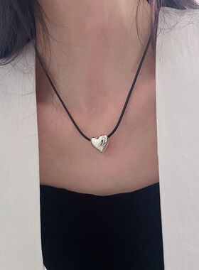 纯银女博主同款爱心项链ins桃心