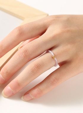 S925极细天然mm彩虹迷你银戒子