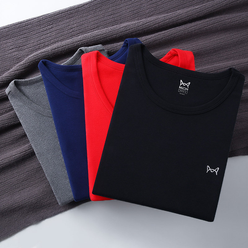 猫人纯棉秋冬男打底情侣修身棉毛衫 miiow猫人outlets店保暖套装