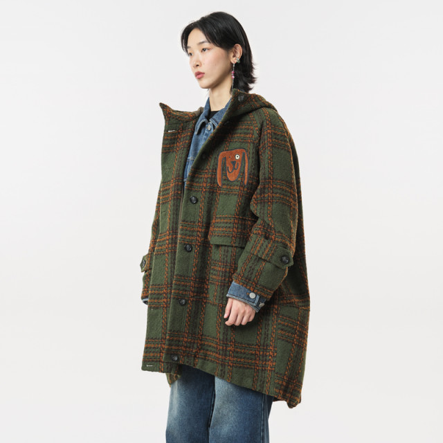 Moveup long designer hooded woolen jacket
