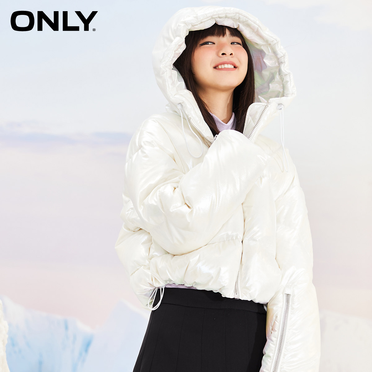 only奥莱冬季亮面短款宽松羽绒服 ONLYoutlets店羽绒服