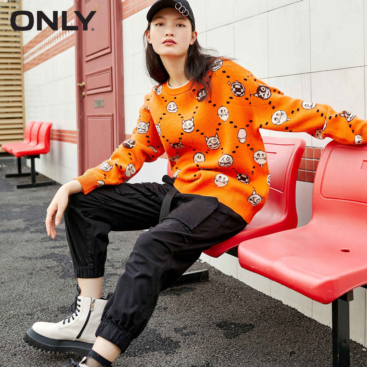 only奥莱复古工装风宽松直筒休闲裤 ONLYoutlets店休闲裤