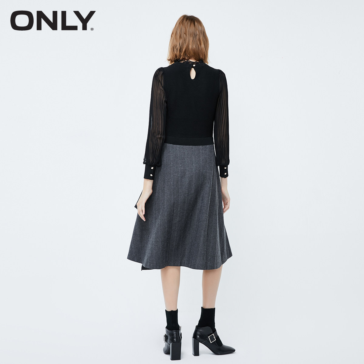 only奥莱冬季新款气质雪纺针织裙子 ONLYoutlets店连衣裙