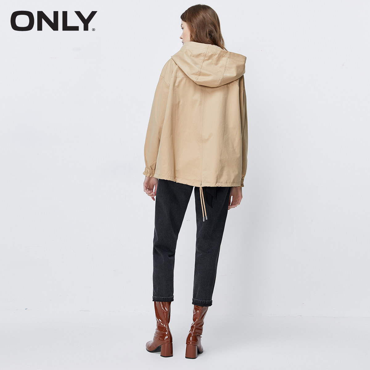 only奥莱清仓秋季新款宽松连帽风衣 ONLYoutlets店风衣