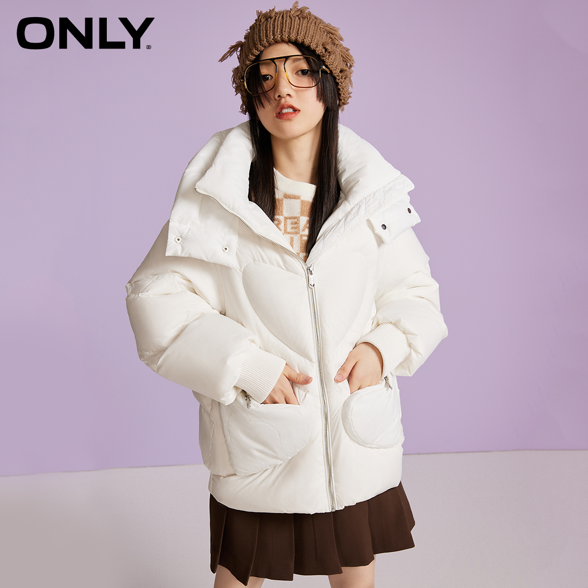only2021冬季新款短款可爱90白鸭绒 ONLYoutlets店羽绒服