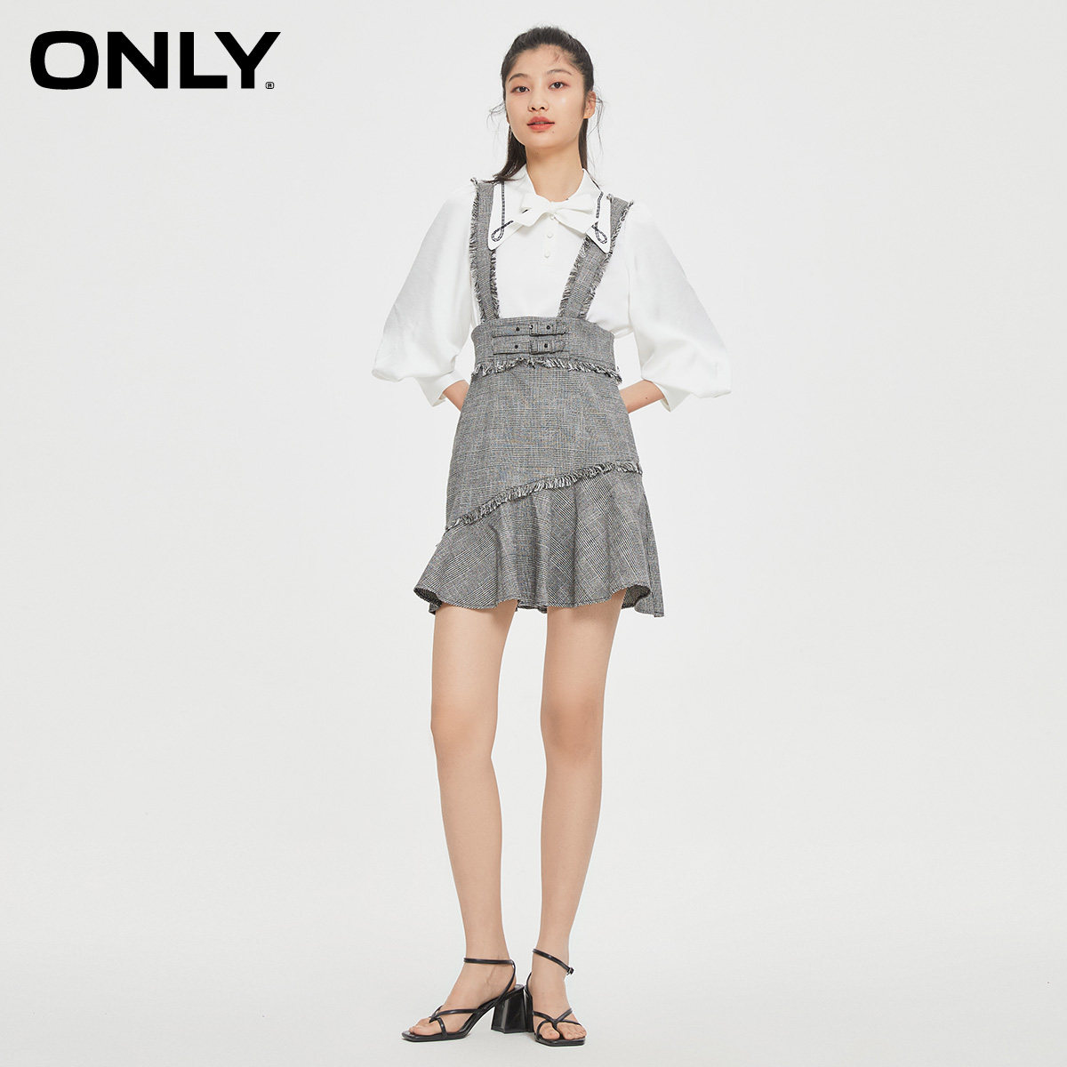 only2022春季新款毛边装饰连衣裙 ONLYoutlets店连衣裙