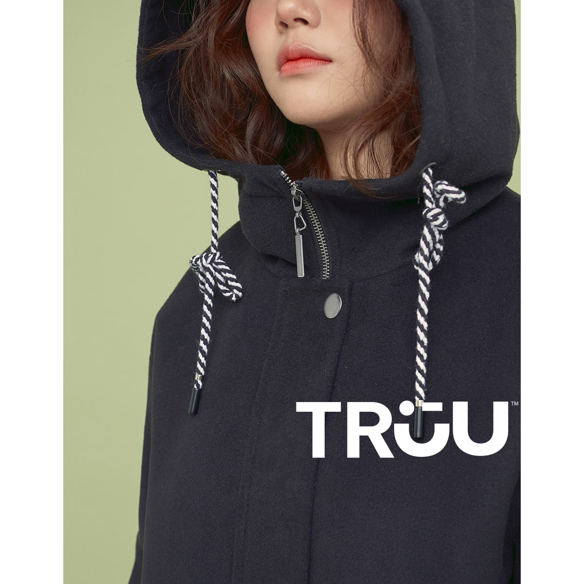 truu秋季新款刺绣宽松中长款毛呢 ONLYoutlets店毛呢外套