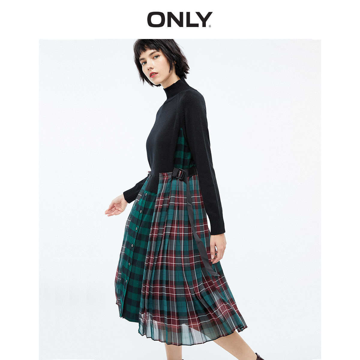 only奥莱秋季新款格纹针织连衣裙 ONLYoutlets店连衣裙