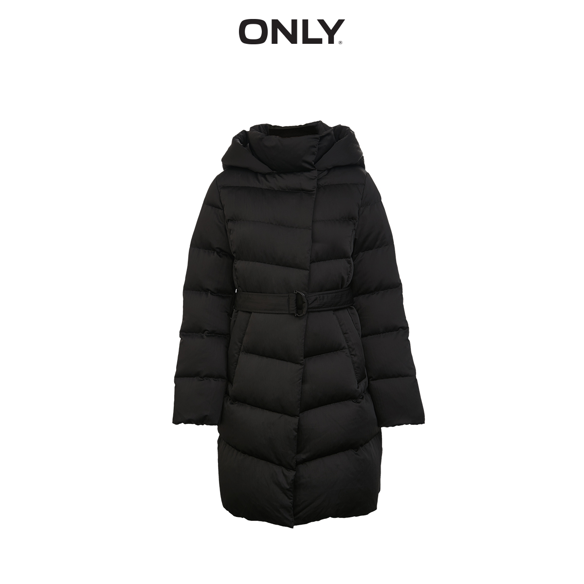 only冬季新款收腰竖纹肌理面料 ONLYoutlets店羽绒服