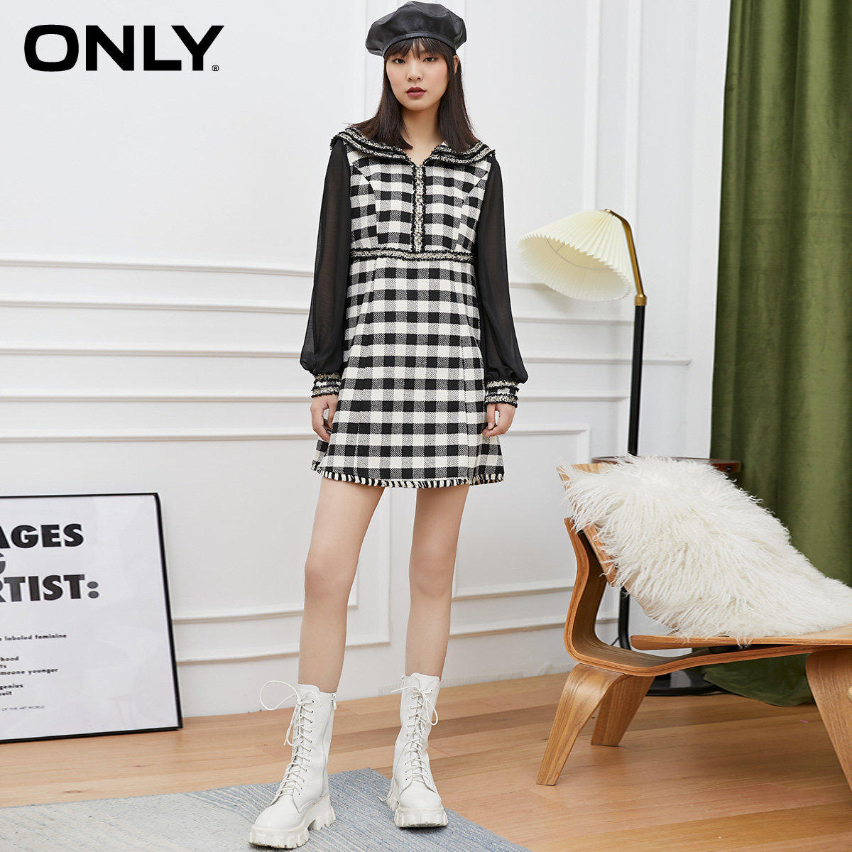 only2021冬季新款气质小香风连衣裙 ONLYoutlets店连衣裙