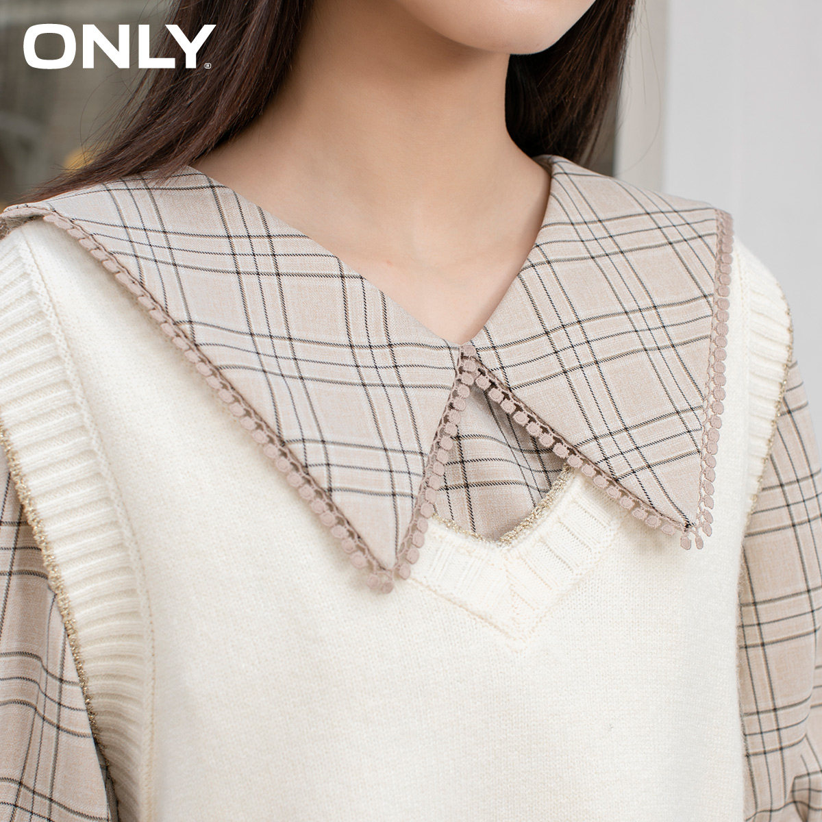 only2021学院风短款针织马甲连衣裙 ONLYoutlets店连衣裙