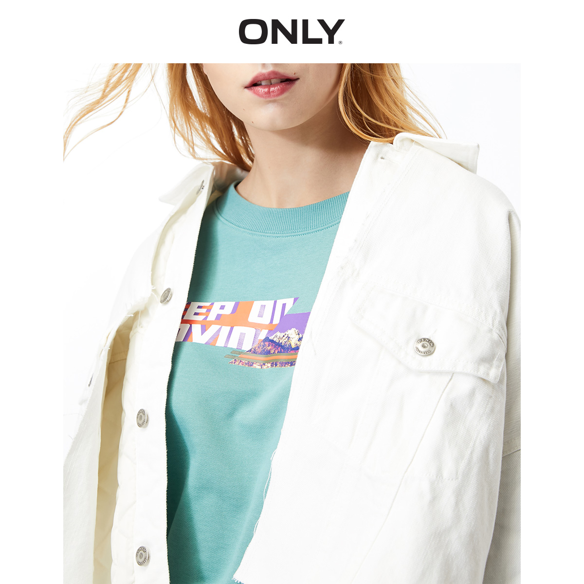 only奥莱清仓秋季新款拼接牛仔棉服 ONLYoutlets店风衣