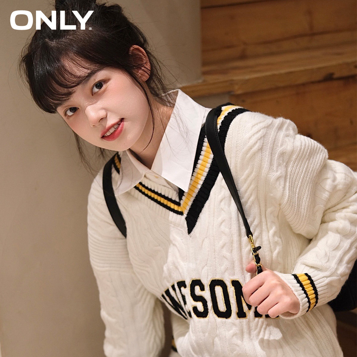 only2021冬季新款学院风毛针织衫 ONLYoutlets店毛针织衫