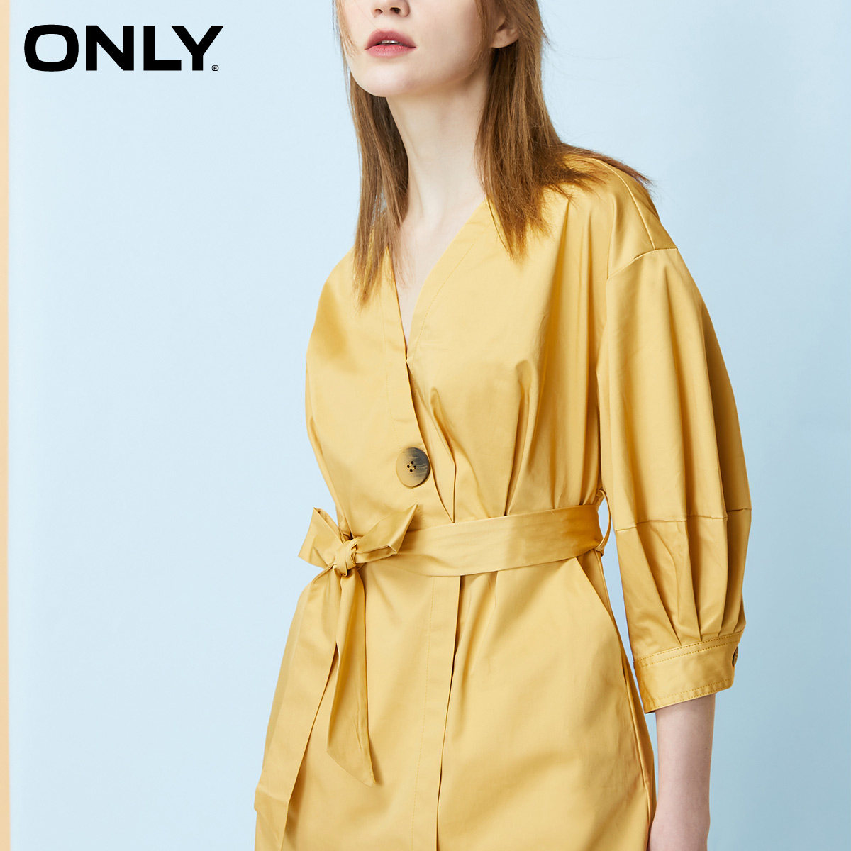 only奥莱冬季新款v领短款风连衣裙 ONLYoutlets店连衣裙