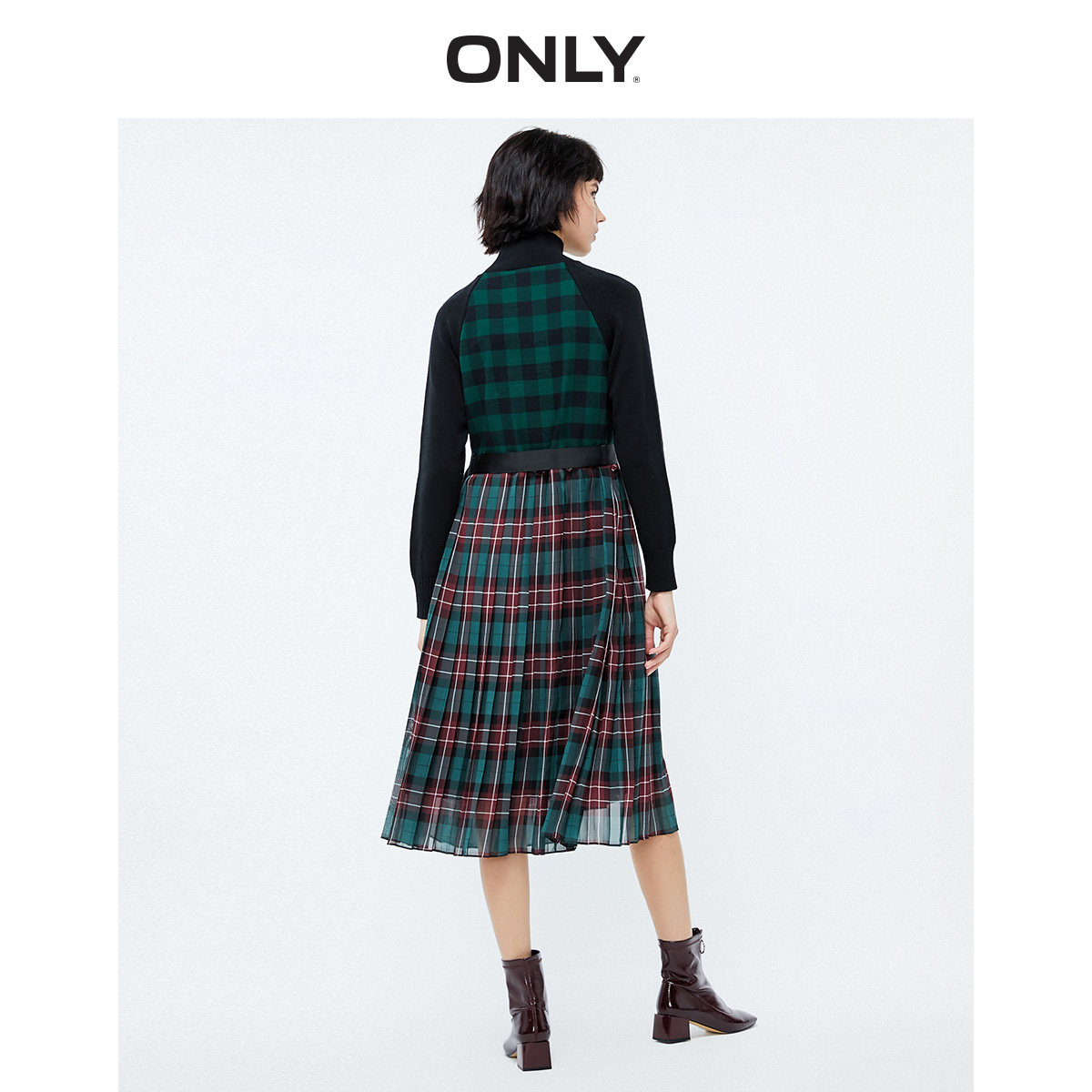 only奥莱秋季新款格纹针织连衣裙 ONLYoutlets店连衣裙