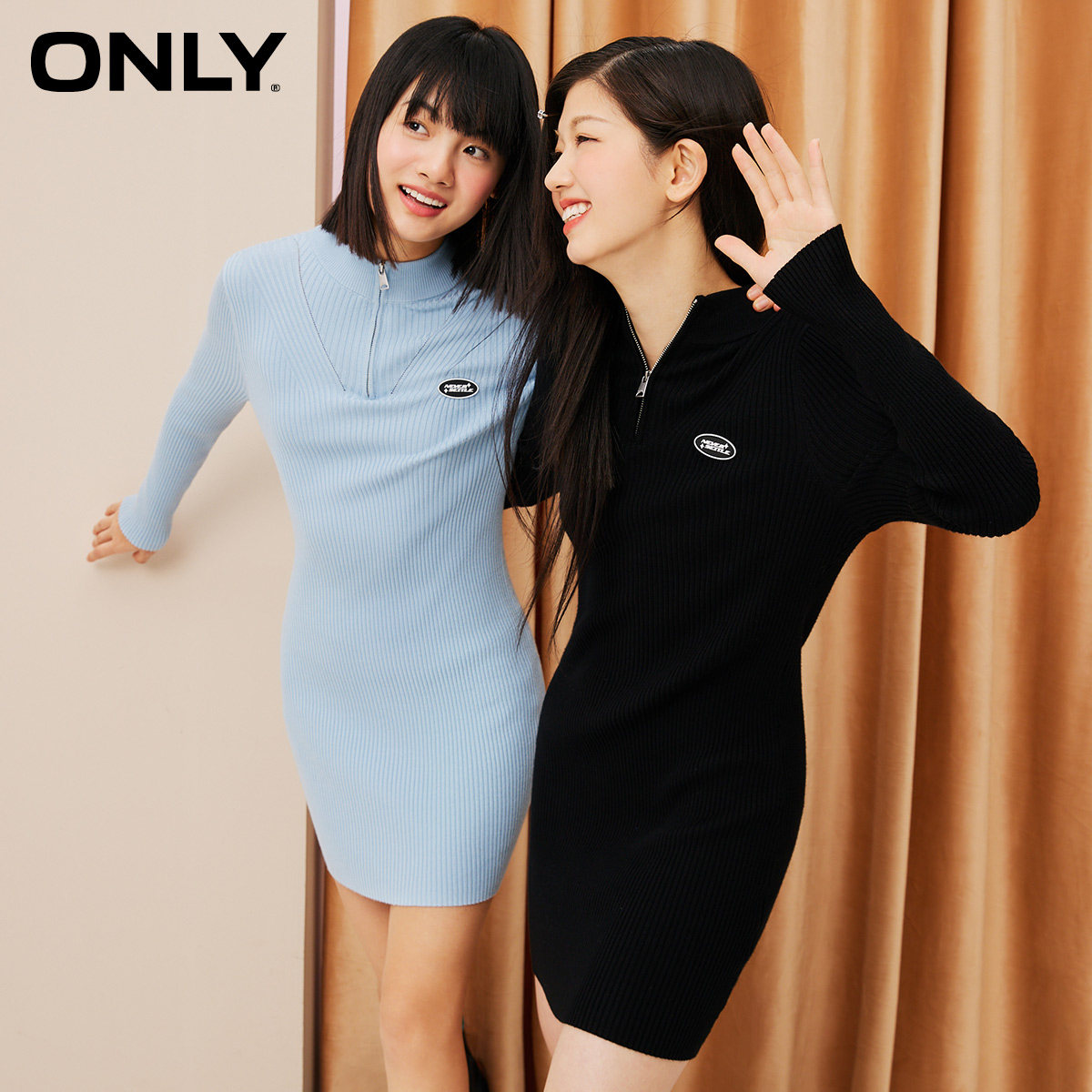 only奥莱春季新款时尚立领连衣裙 ONLYoutlets店连衣裙