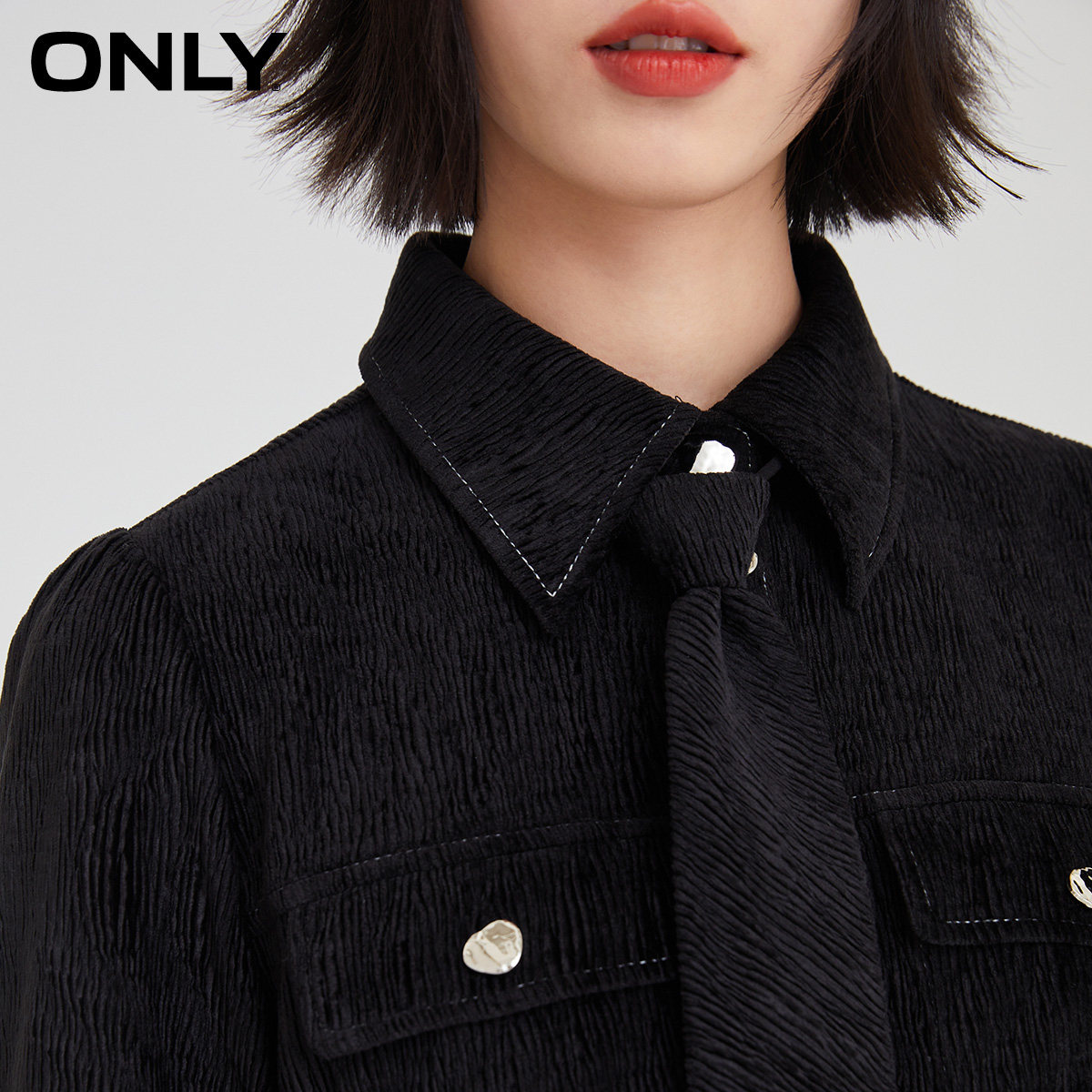 only2021冬季新款收腰肌理感连衣裙 ONLYoutlets店连衣裙