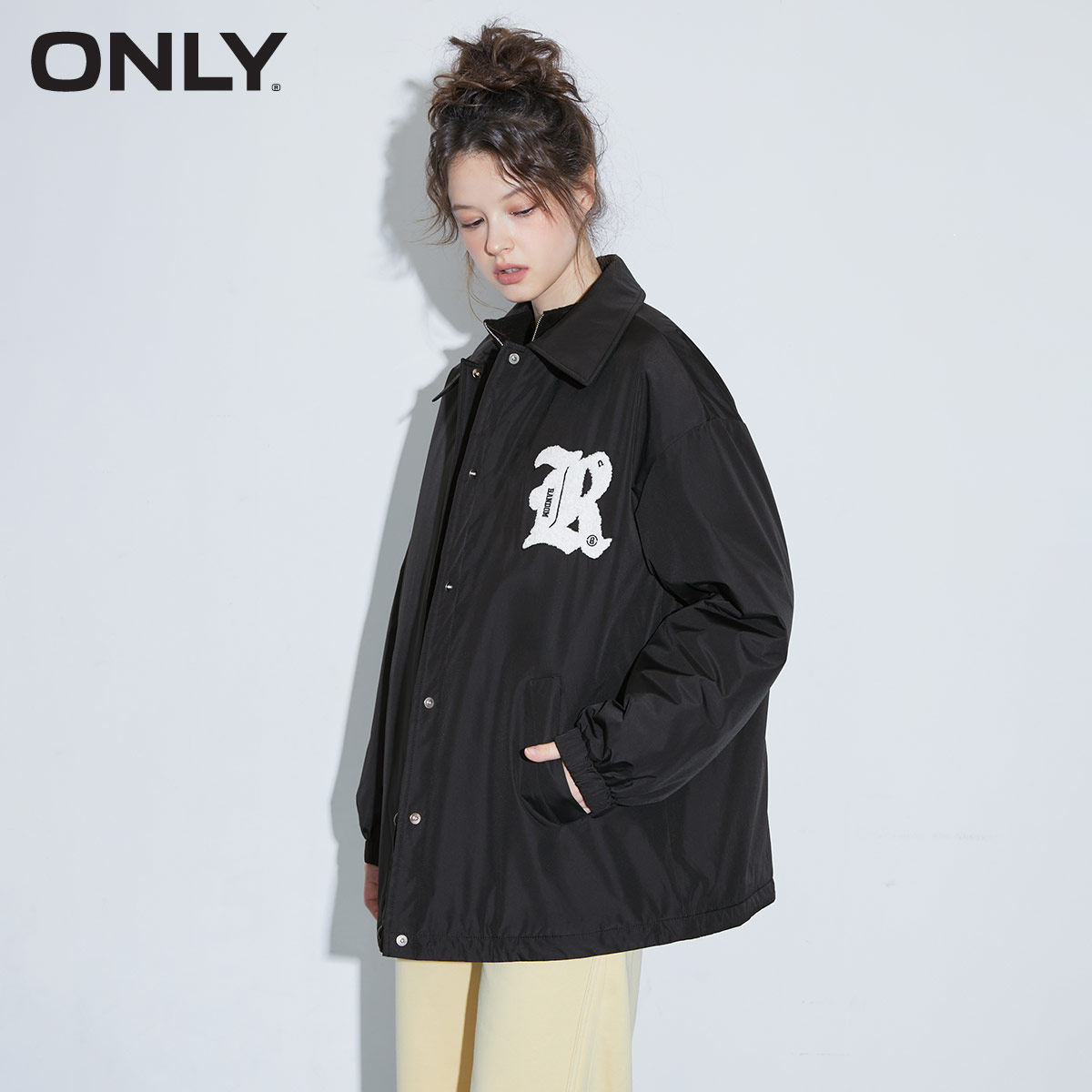 only奥莱春季新款休闲字母单排扣 ONLYoutlets店棉衣/棉服