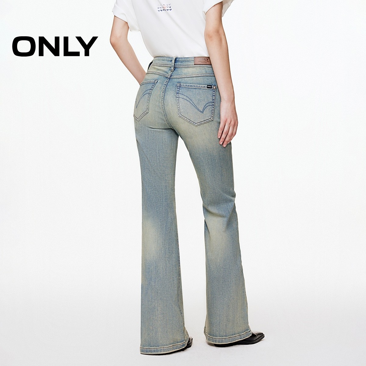 ONLY2025秋冬新款复古做旧磨白水洗酷感铆钉长裤喇叭裤牛仔裤女,淘宝优惠券,粉丝福利购,淘宝优惠卷