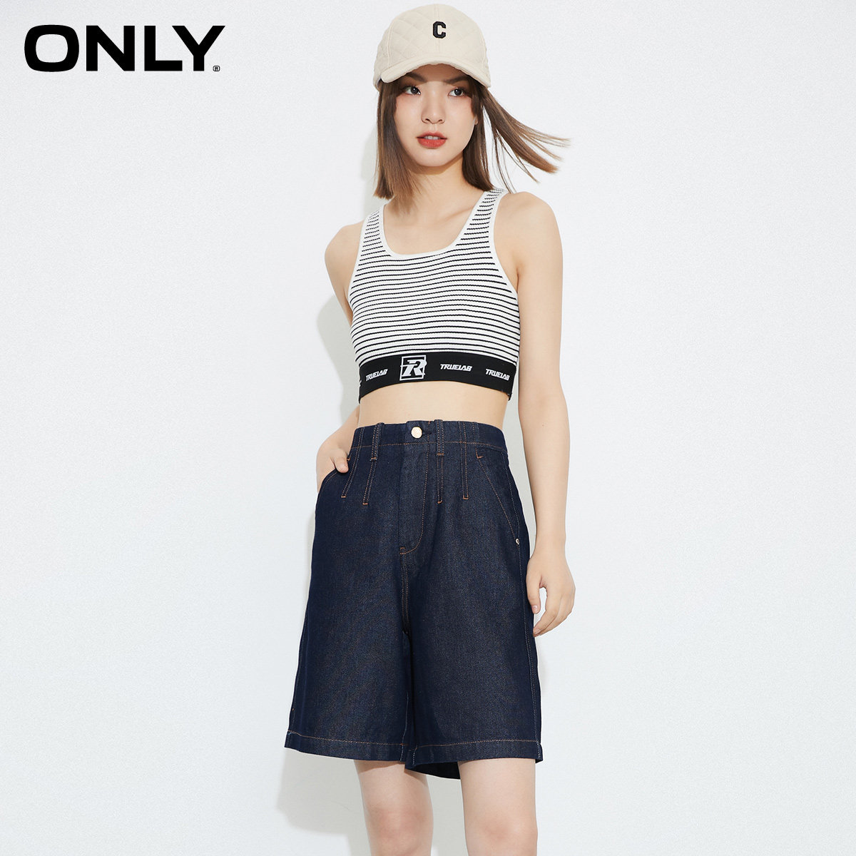 only奥莱春季新款通勤风高腰牛仔裤 ONLYoutlets店牛仔裤