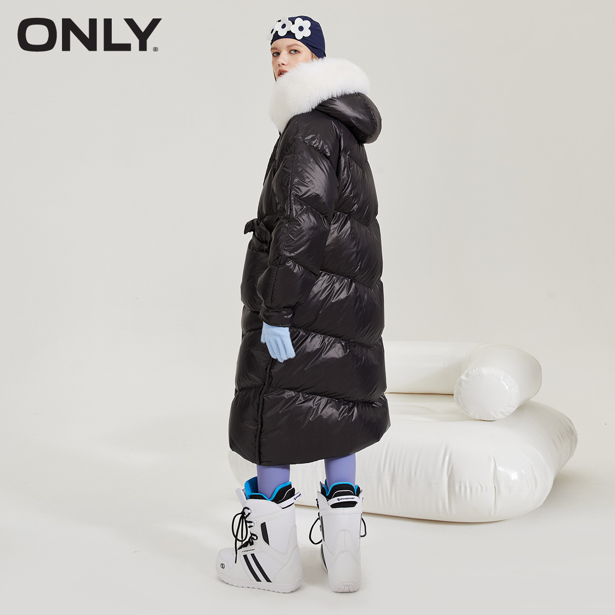 only2021冬季新款90绒狐毛领长款 ONLYoutlets店羽绒服