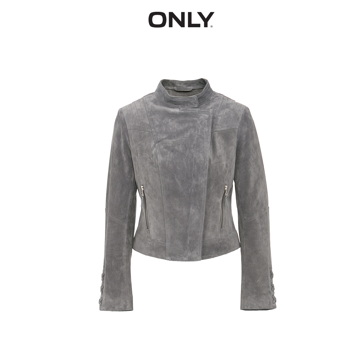 only奥莱短款修身显瘦绒面皮衣夹克 ONLYoutlets店皮衣