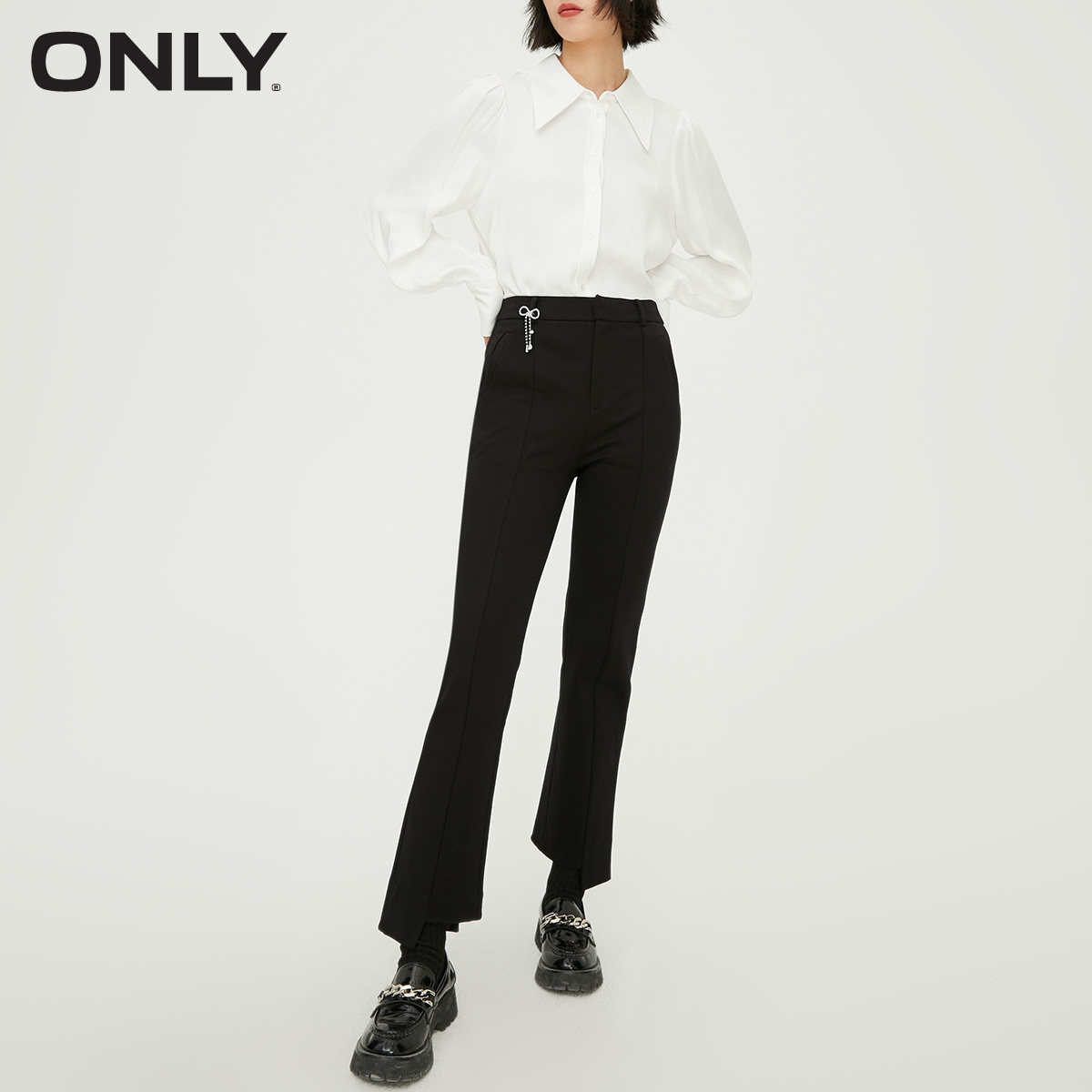 only2021冬季新款简约纯色休闲裤 ONLYoutlets店休闲裤