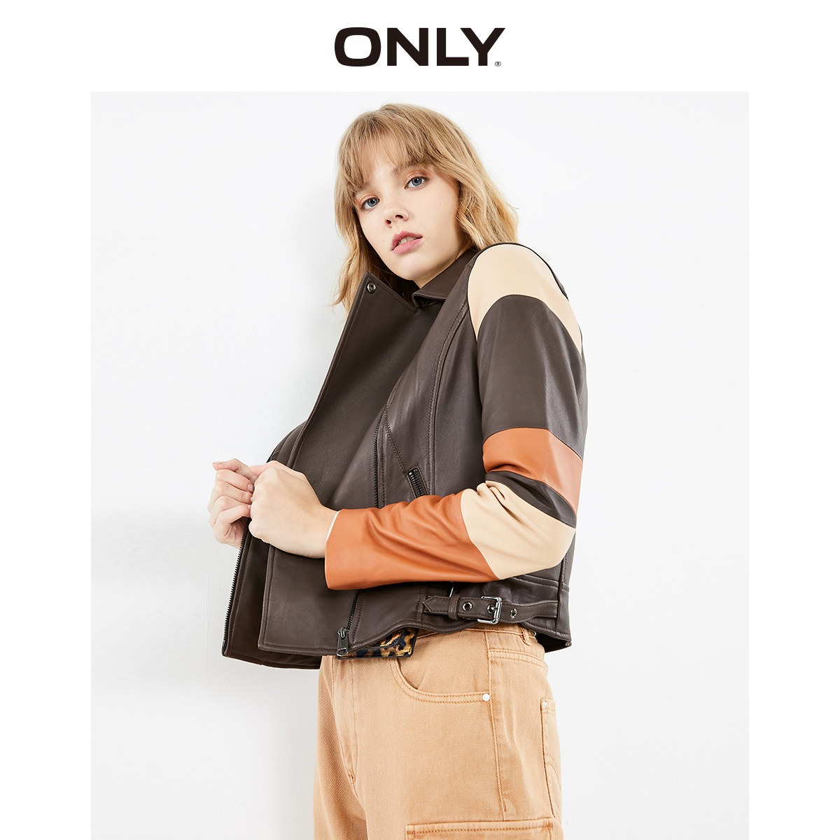 only奥莱秋季新款前短后长机车皮衣 ONLYoutlets店皮衣
