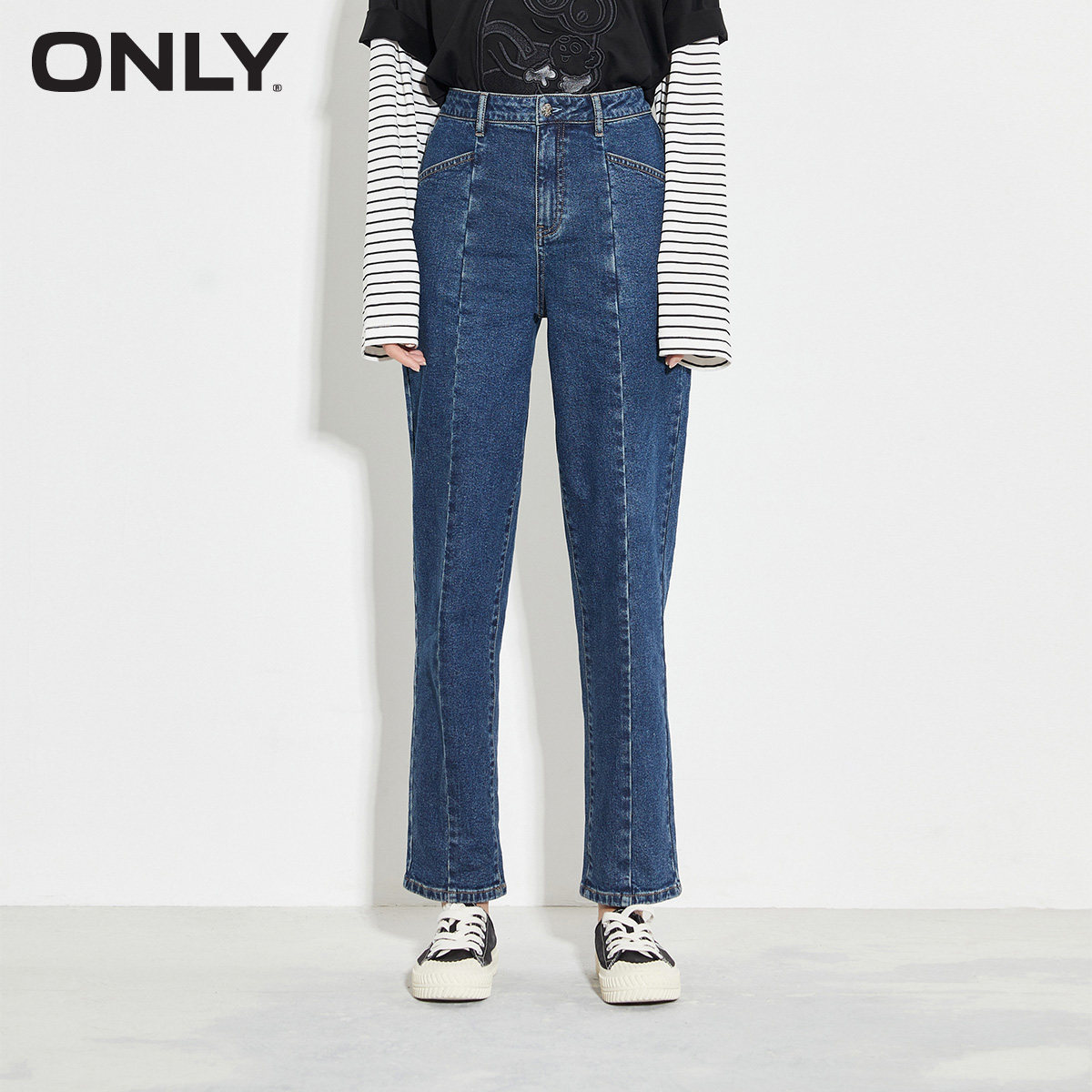 only奥莱春季加绒高腰哈伦牛仔裤 ONLYoutlets店牛仔裤