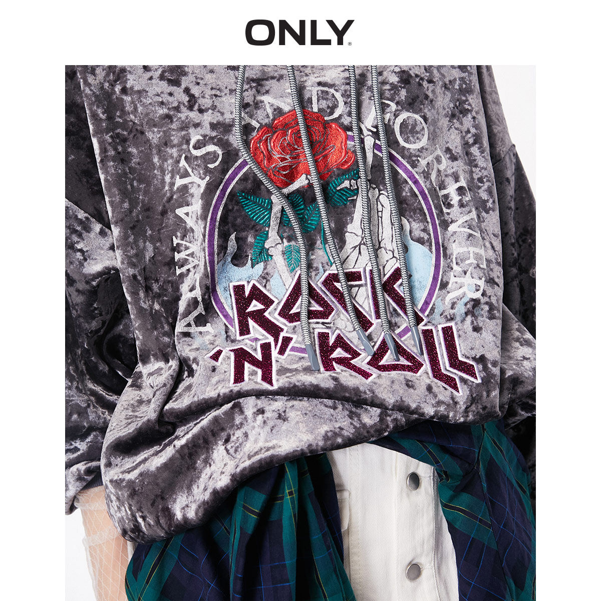 only奥莱清仓秋季新款带帽宽松卫衣 ONLYoutlets店卫衣/绒衫