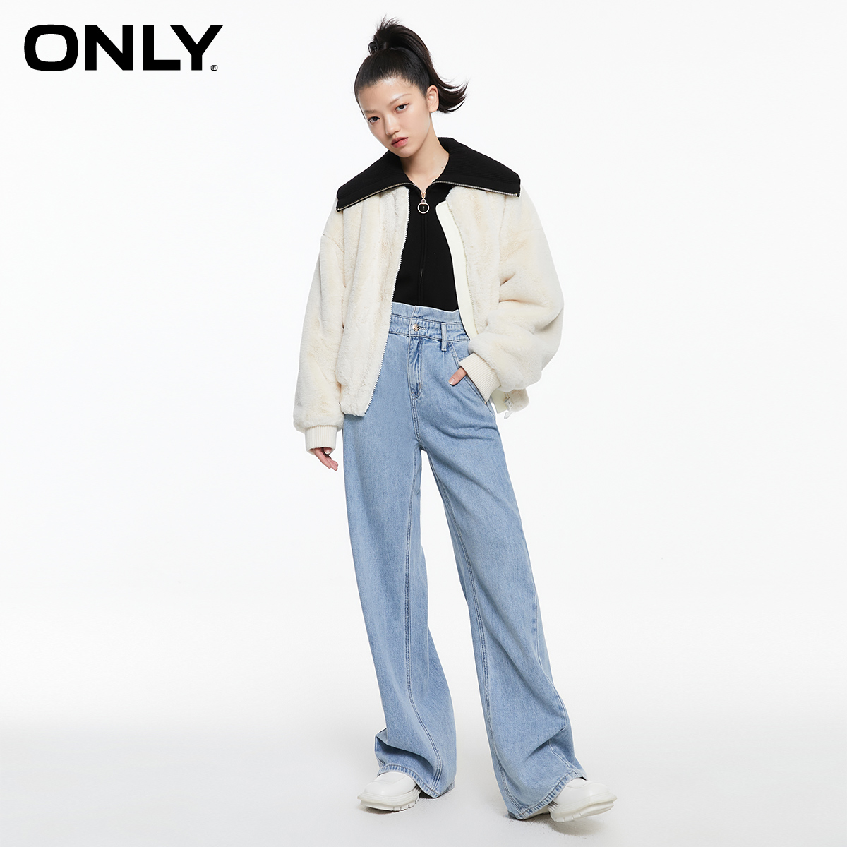 only2021冬季新款舒适毛绒棉服 ONLYoutlets店棉衣/棉服