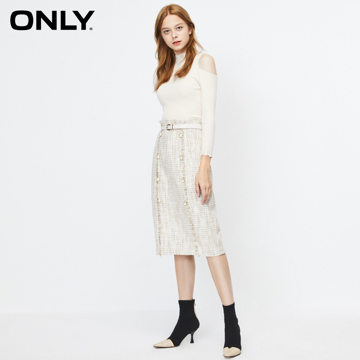 only奥莱冬季新款气质小香风连衣裙 ONLYoutlets店连衣裙