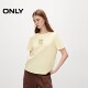 Summer simple embroidered pure cotton fitted round neck right shoulder short sleeve T-shirt for women