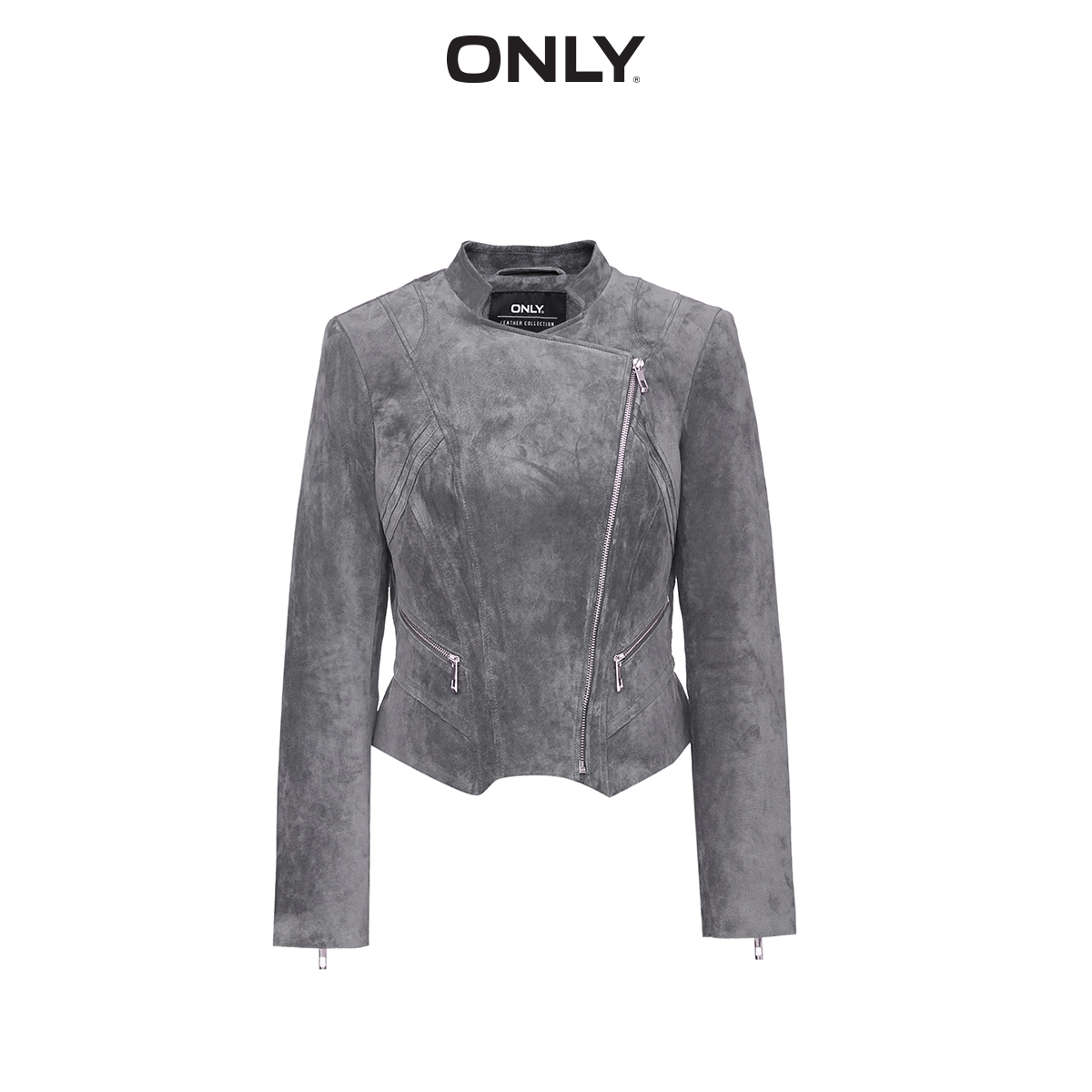 only奥莱秋季新款气质修身翻领皮衣 ONLYoutlets店皮衣