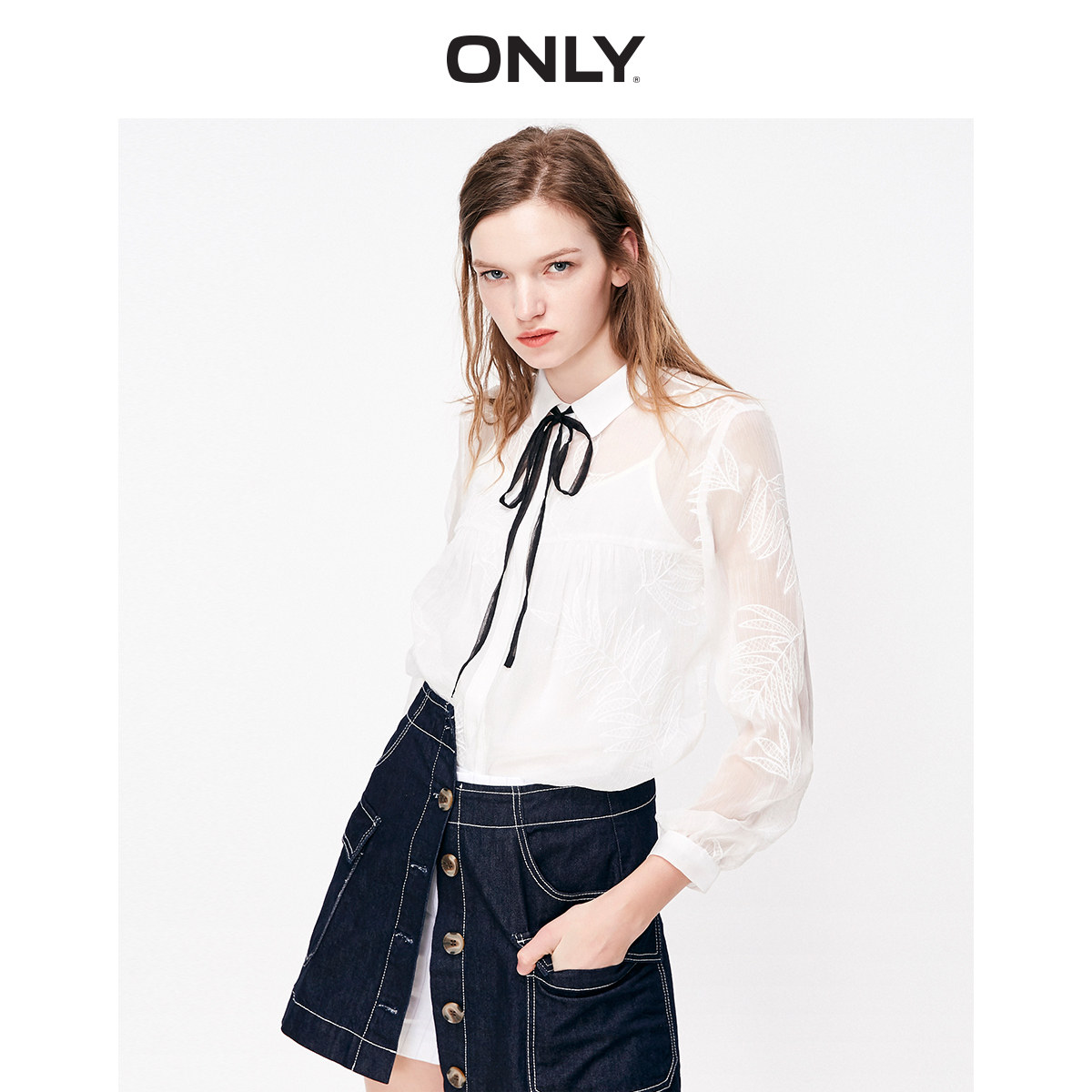 only夏季新款气质宽松系带套装衬衫 ONLYoutlets店衬衫