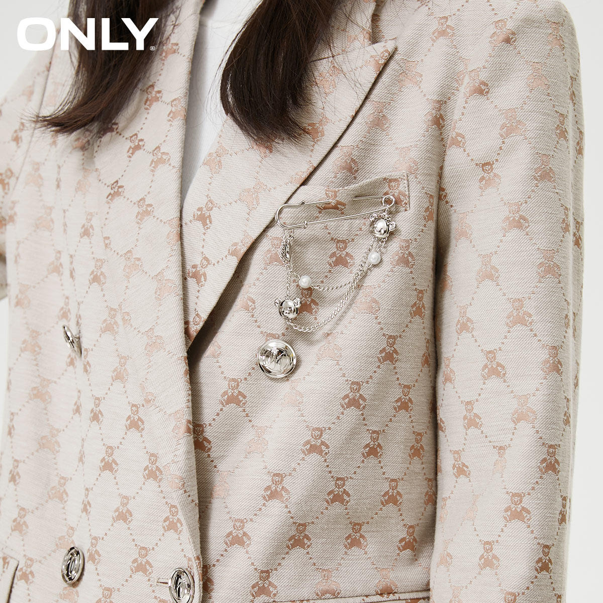 only春季新款职场气质小熊印花西装 ONLYoutlets店西装