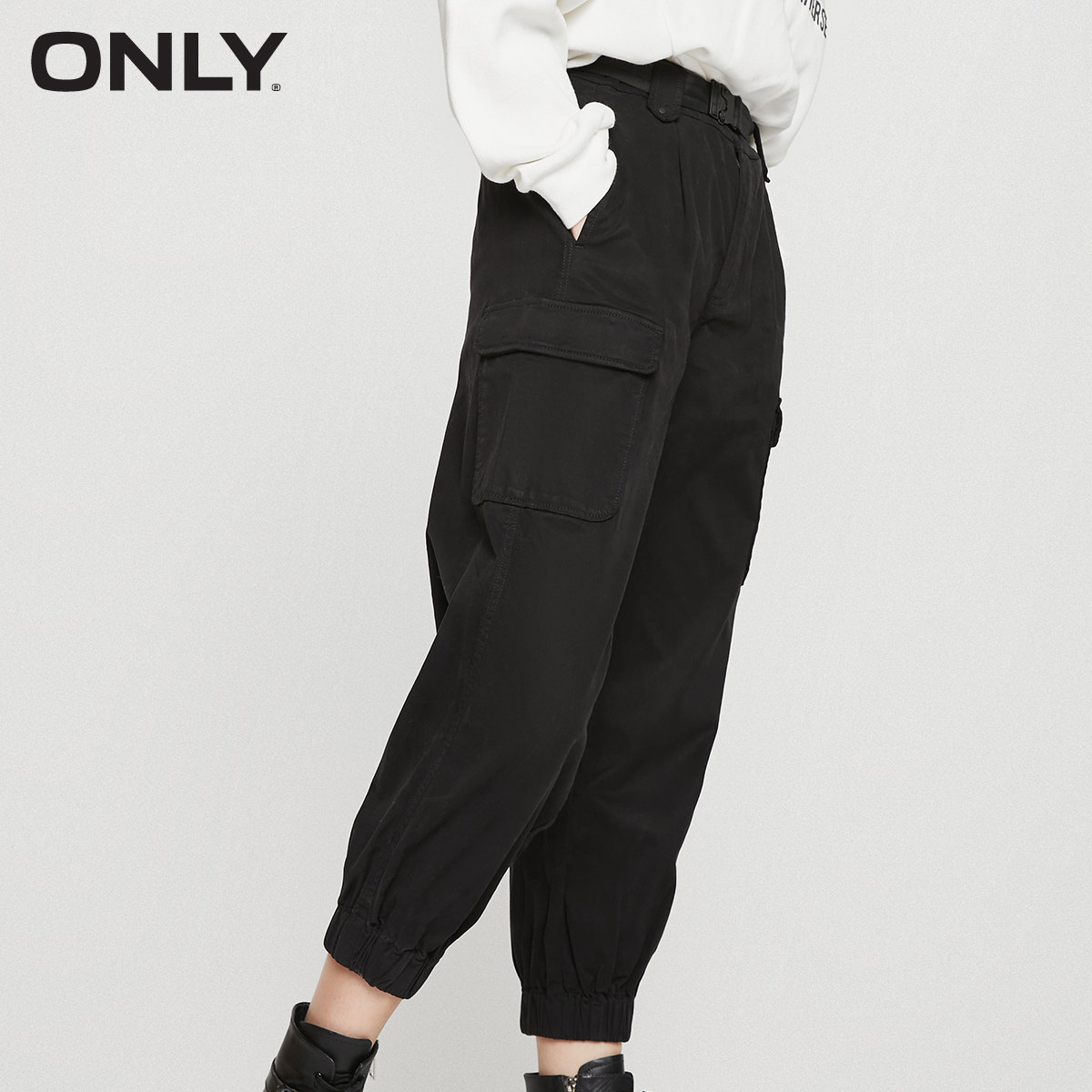 only冬季新款高腰长缩口设计街头裤 ONLYoutlets店休闲裤