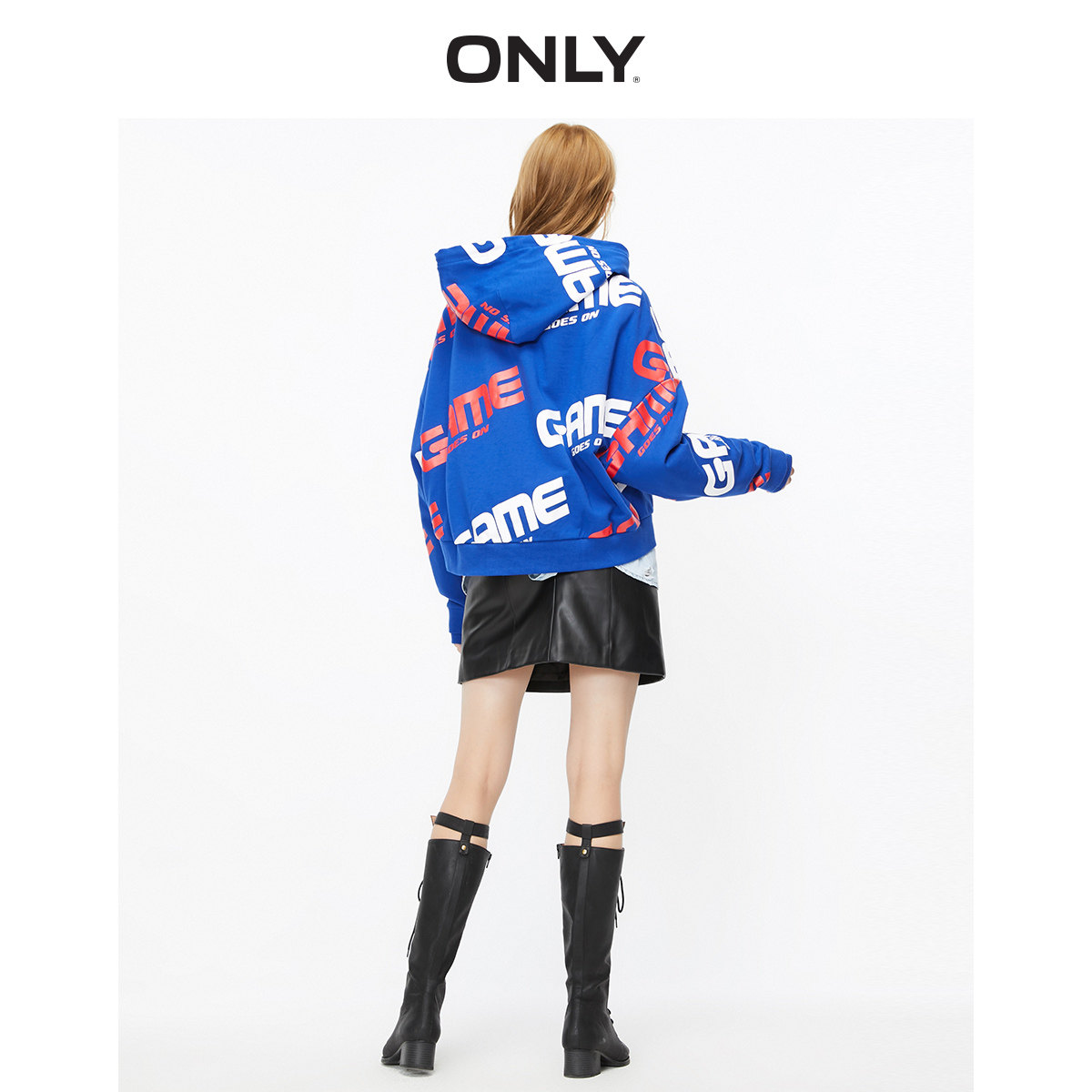 only奥莱秋季新款前短后长字母卫衣 ONLYoutlets店卫衣/绒衫