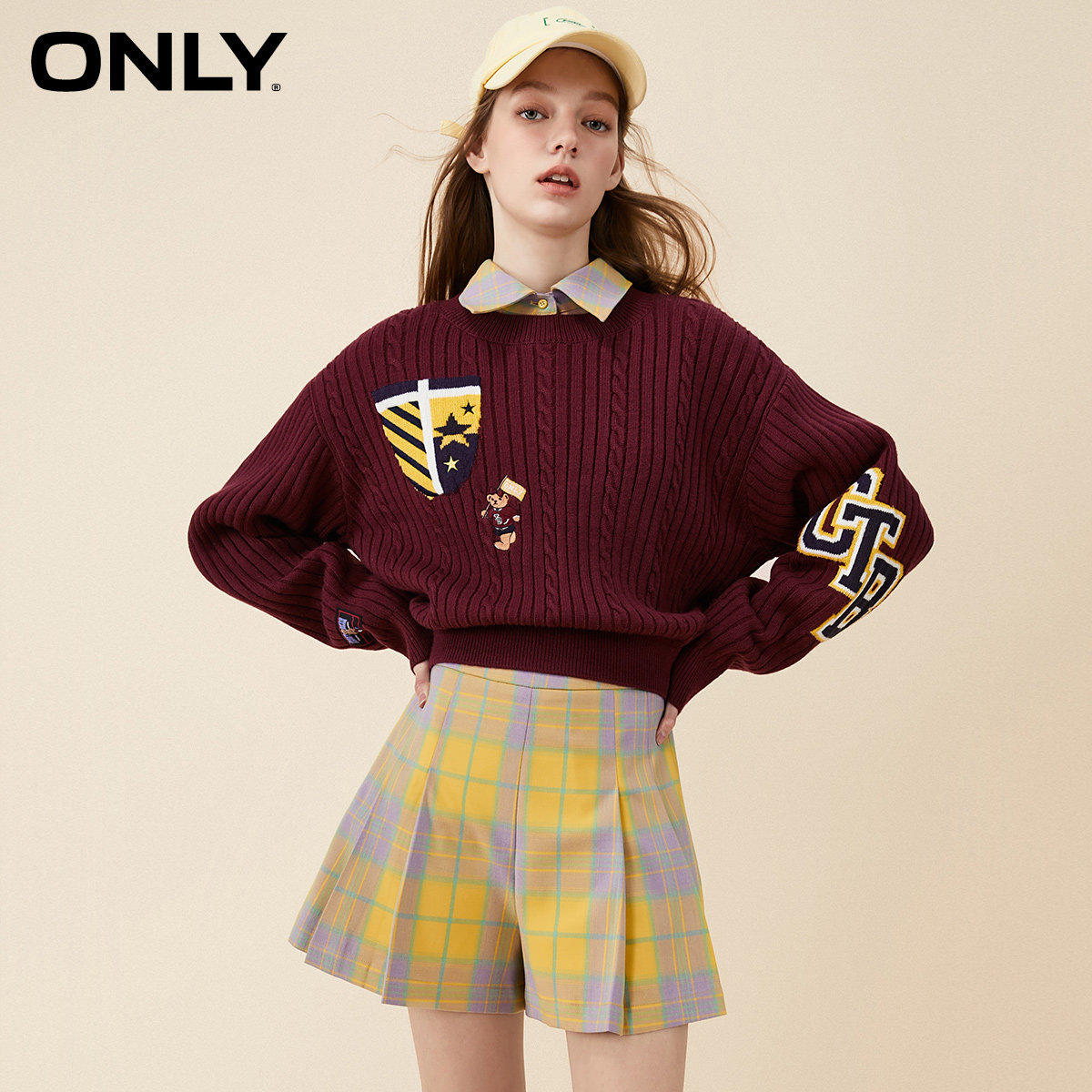 only奥莱2023春季新款格纹休闲裤 ONLYoutlets店休闲裤