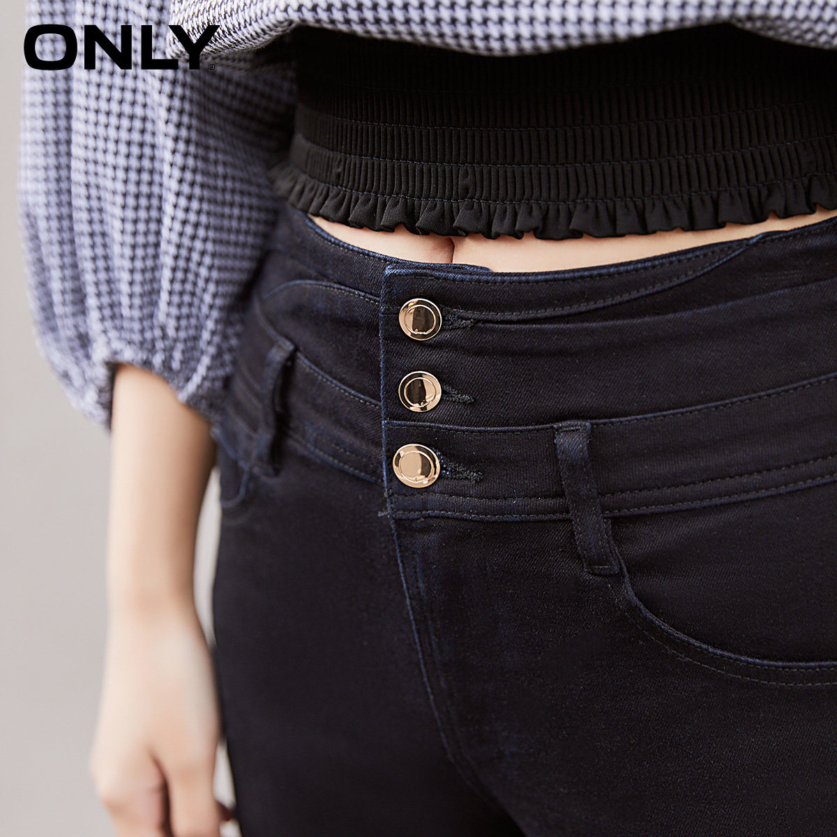 only奥莱秋季高腰修身洋气牛仔裤 ONLYoutlets店牛仔裤