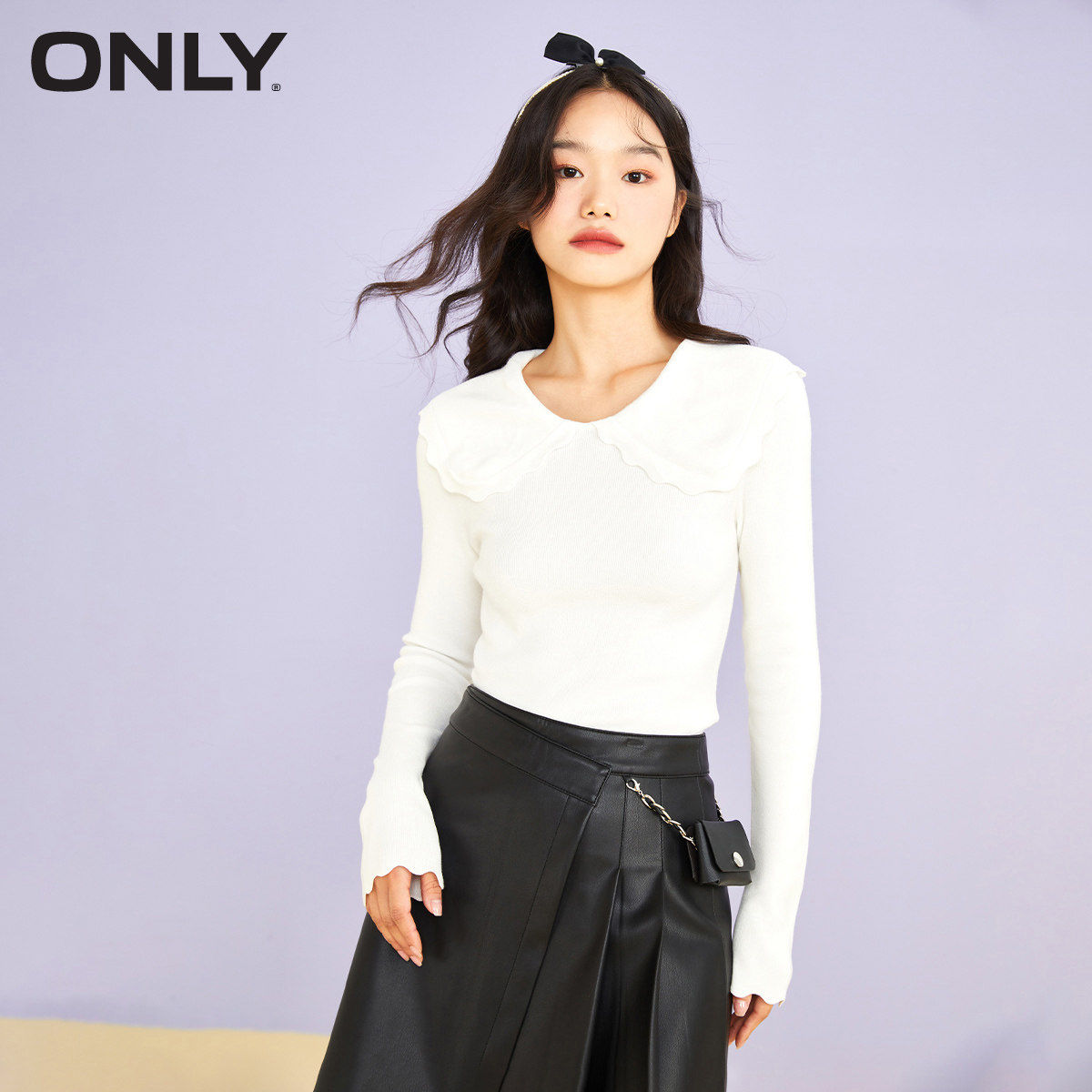 only奥莱甜美气质娃娃领修身针织衫 ONLYoutlets店毛针织衫