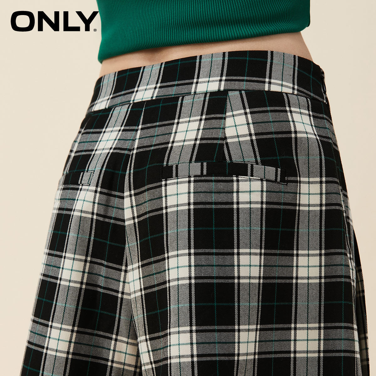 only奥莱2023春季新款格纹休闲裤 ONLYoutlets店休闲裤