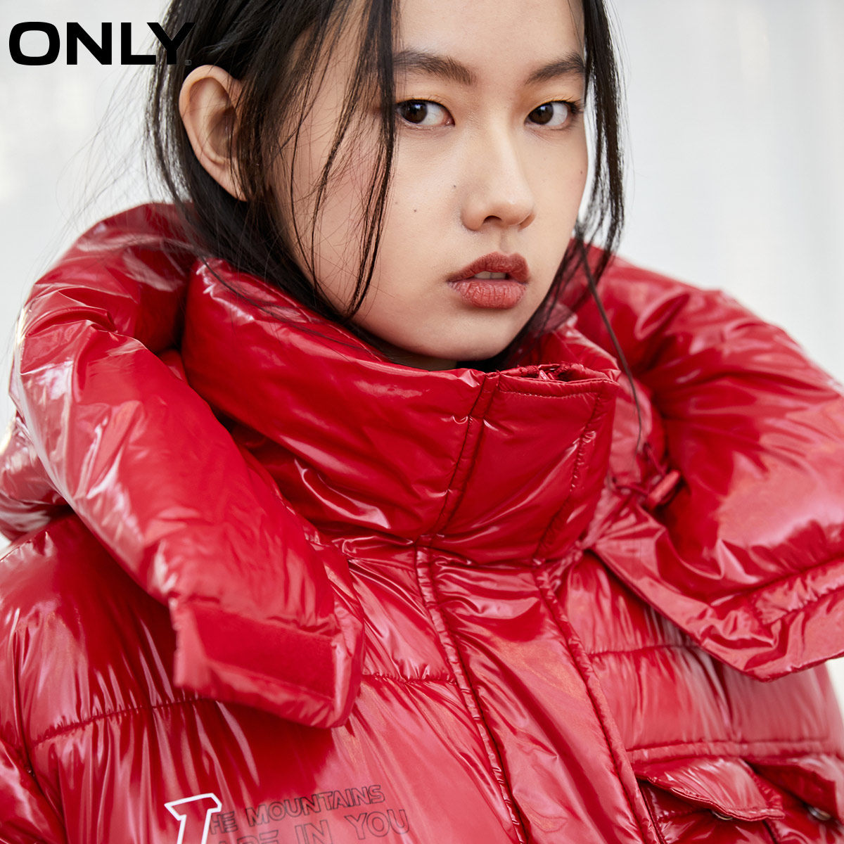 only奥莱秋季大口袋宽松亮面面包服 ONLYoutlets店棉衣/棉服