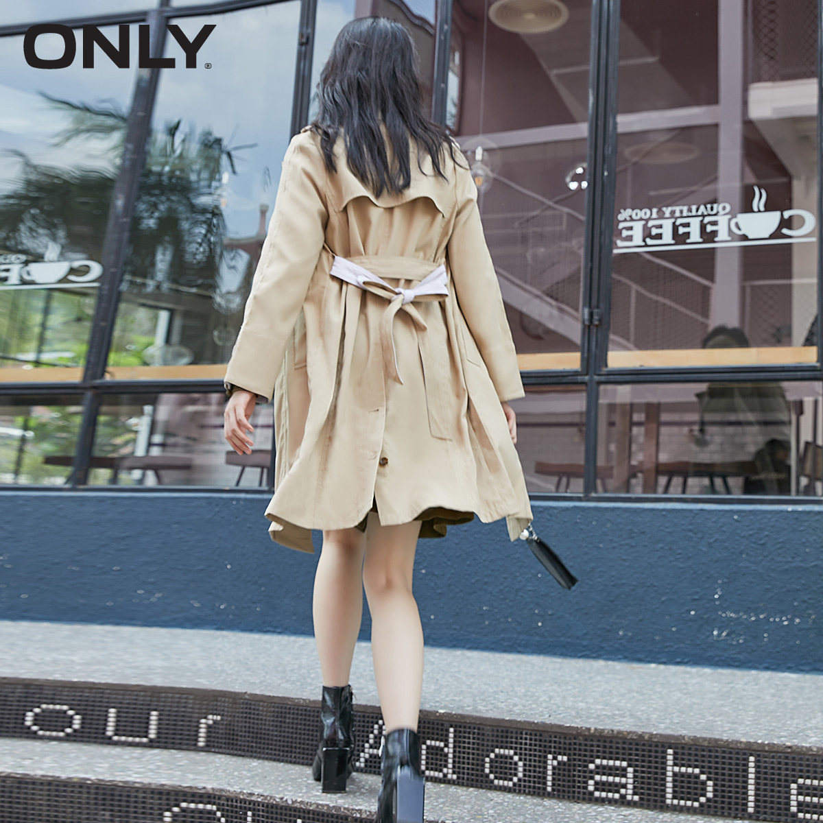 only夏季新款卡其色英伦风气质风衣 ONLYoutlets店风衣