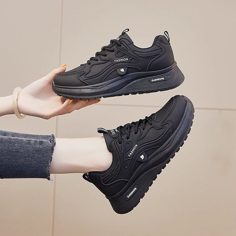 黑色工作鞋女秋冬厨师专用厨房防水防滑上班运动老爹鞋久站不累脚,淘宝优惠券,粉丝福利购,淘宝优惠卷