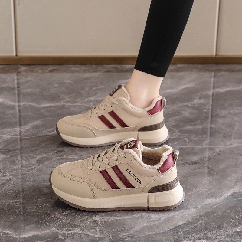 踩屎感真皮加绒运动鞋女2025新款冬季防水防滑保暖百搭二棉阿甘鞋,淘宝优惠券,粉丝福利购,淘宝优惠卷