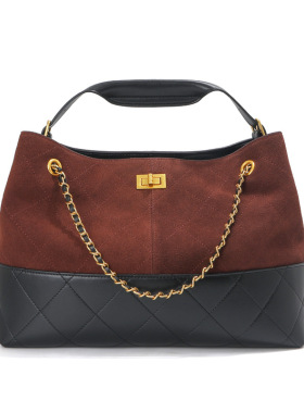 Tote Bag Large Capacity Female Rhombus Leather Slung Bucket