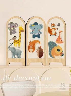 卡通动物桌面屏风摆件家居装饰品奶油风客厅餐边柜摆台画玄关摆画