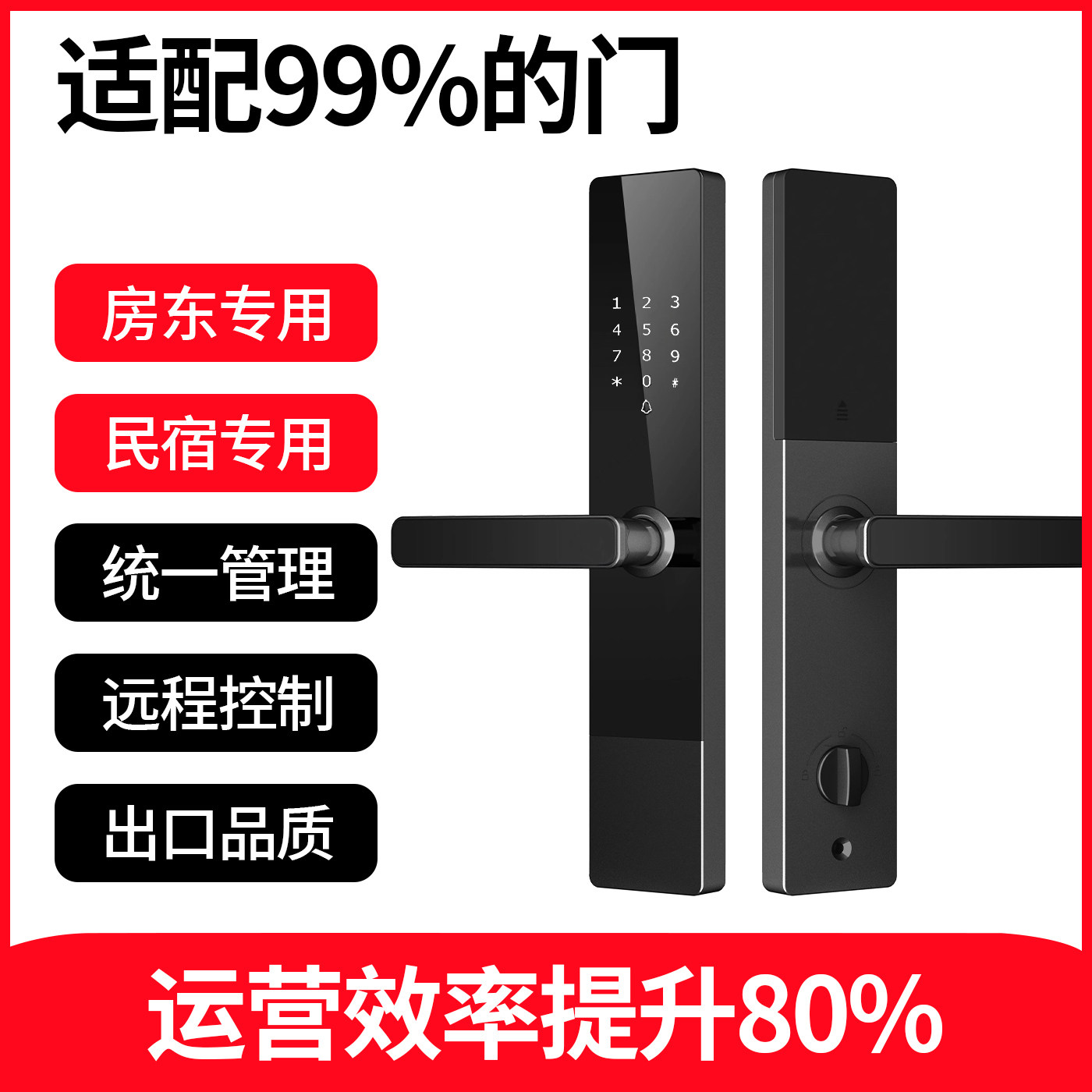 通通锁公寓民宿智能门锁家用防盗木门指纹远程密码锁日租房电子锁